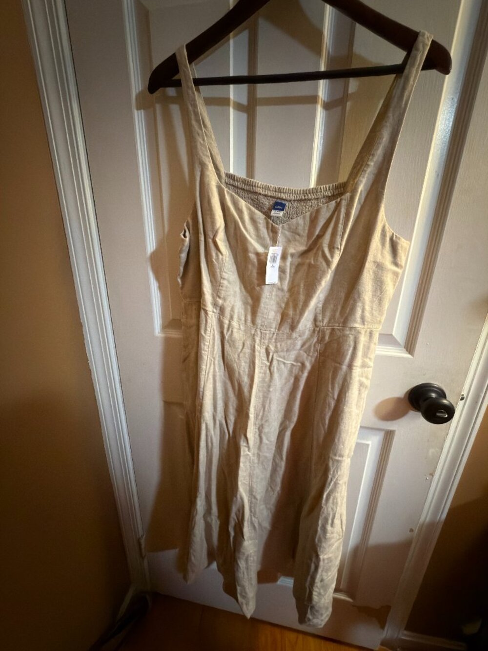Old Navy Linen Blend Sleeveless Midi Dress Beige XL Petite NWT